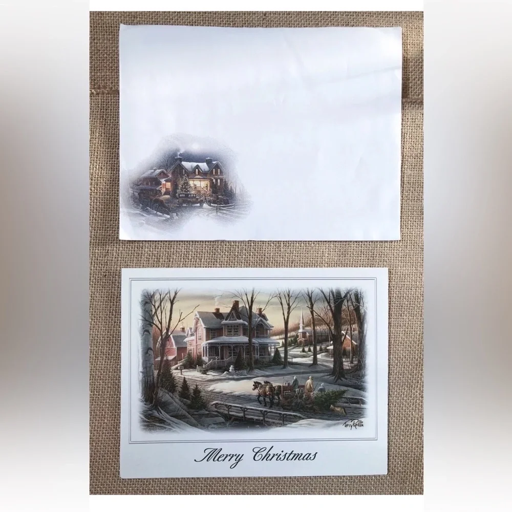 Terry Redlin Homeward Bound Christmas Card Horse Sleigh Winter Rustic Farmhouse